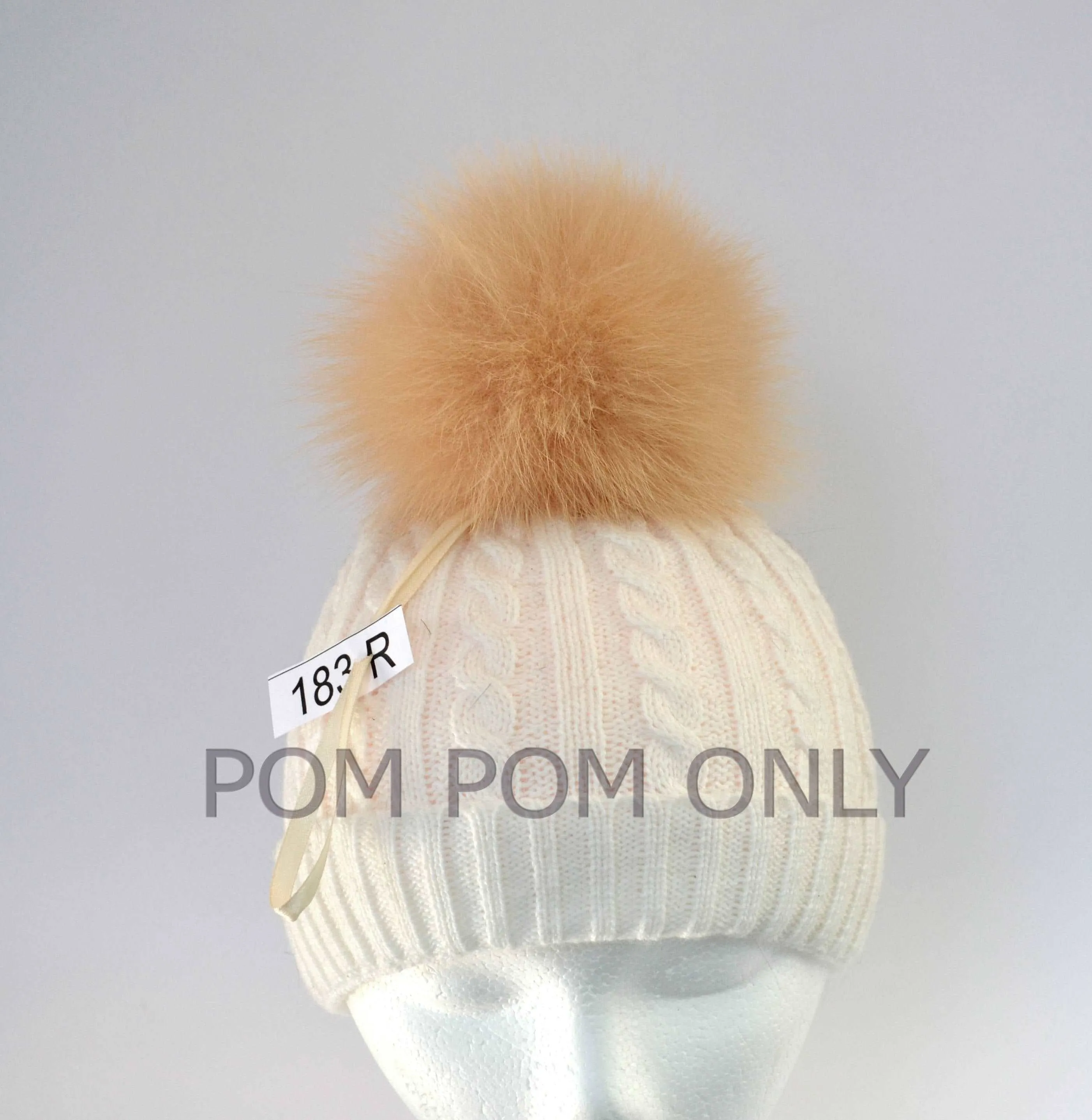 6,5" Buy fur pom pom, orange fox pom pom with ribbons