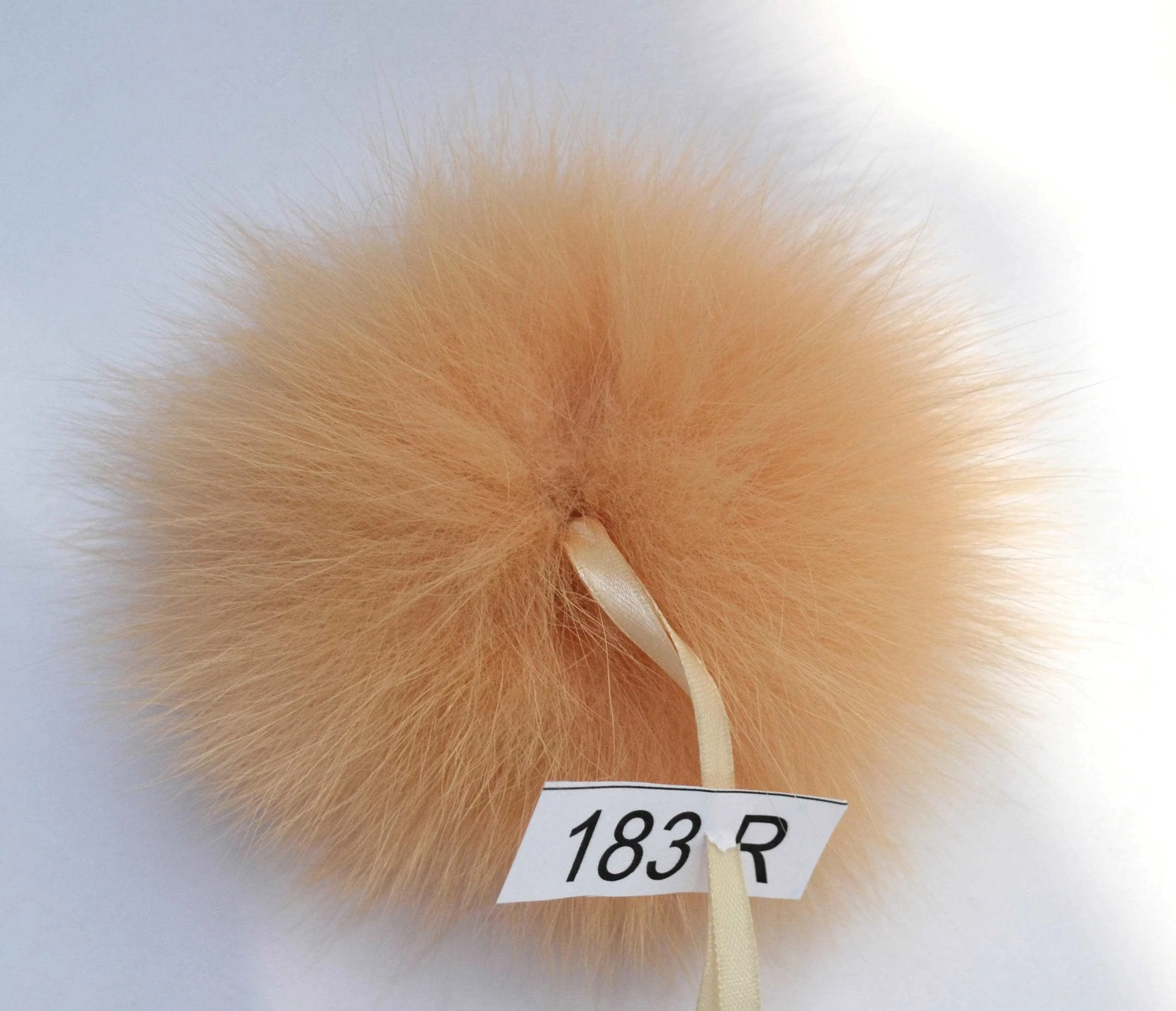 6,5" Buy fur pom pom, orange fox pom pom with ribbons