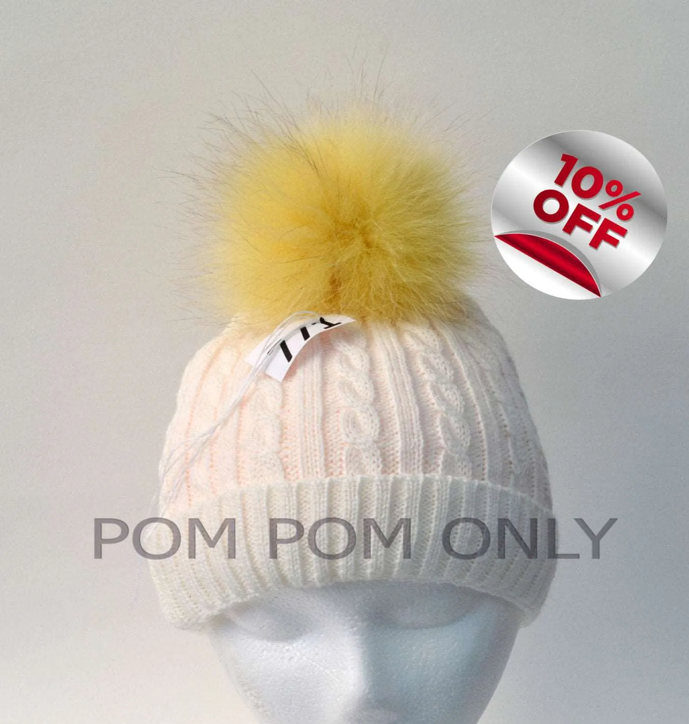 6,5" Yellow fox pom pom for hat (from fox tail)