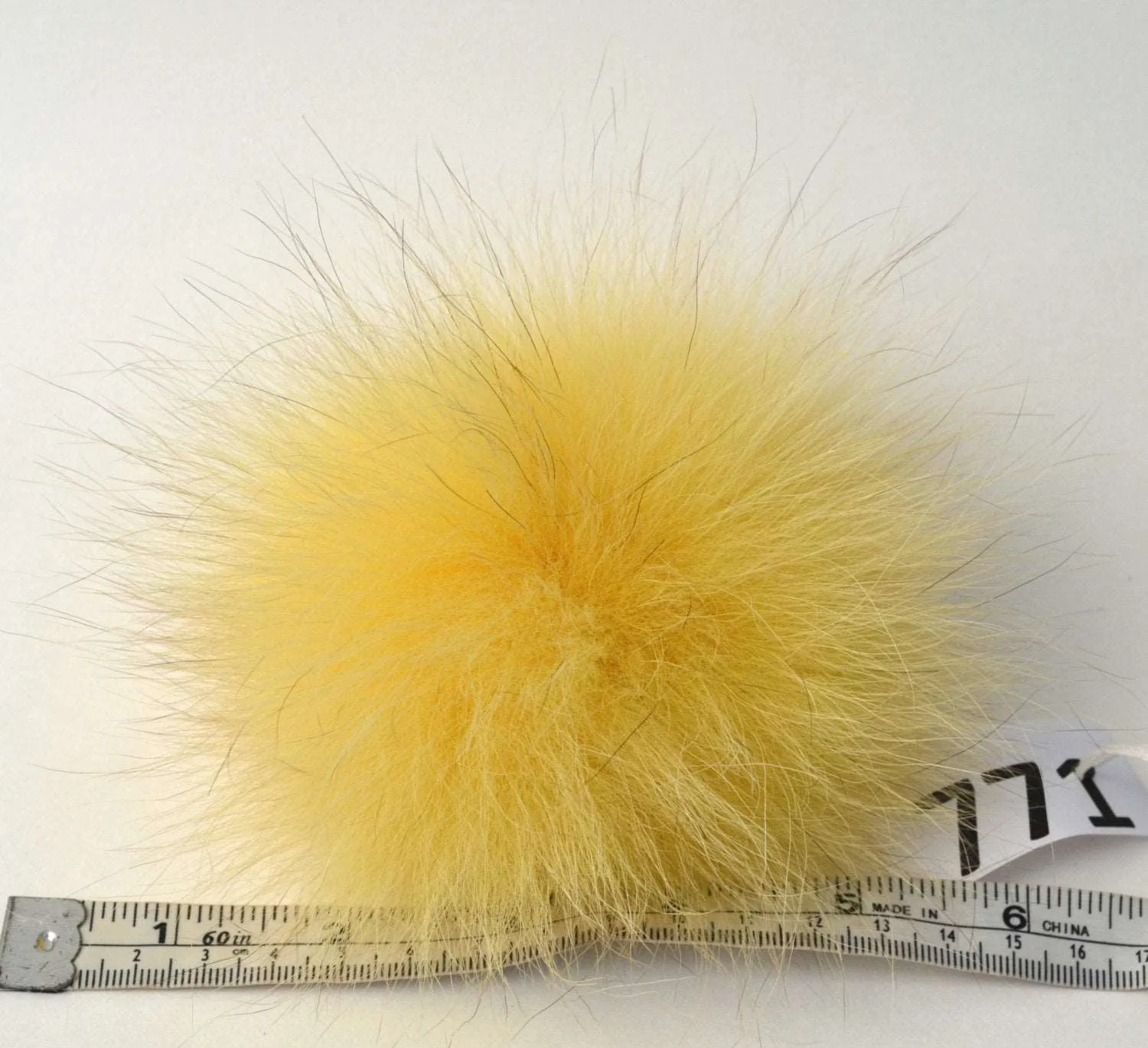 6,5" Yellow fox pom pom for hat (from fox tail)