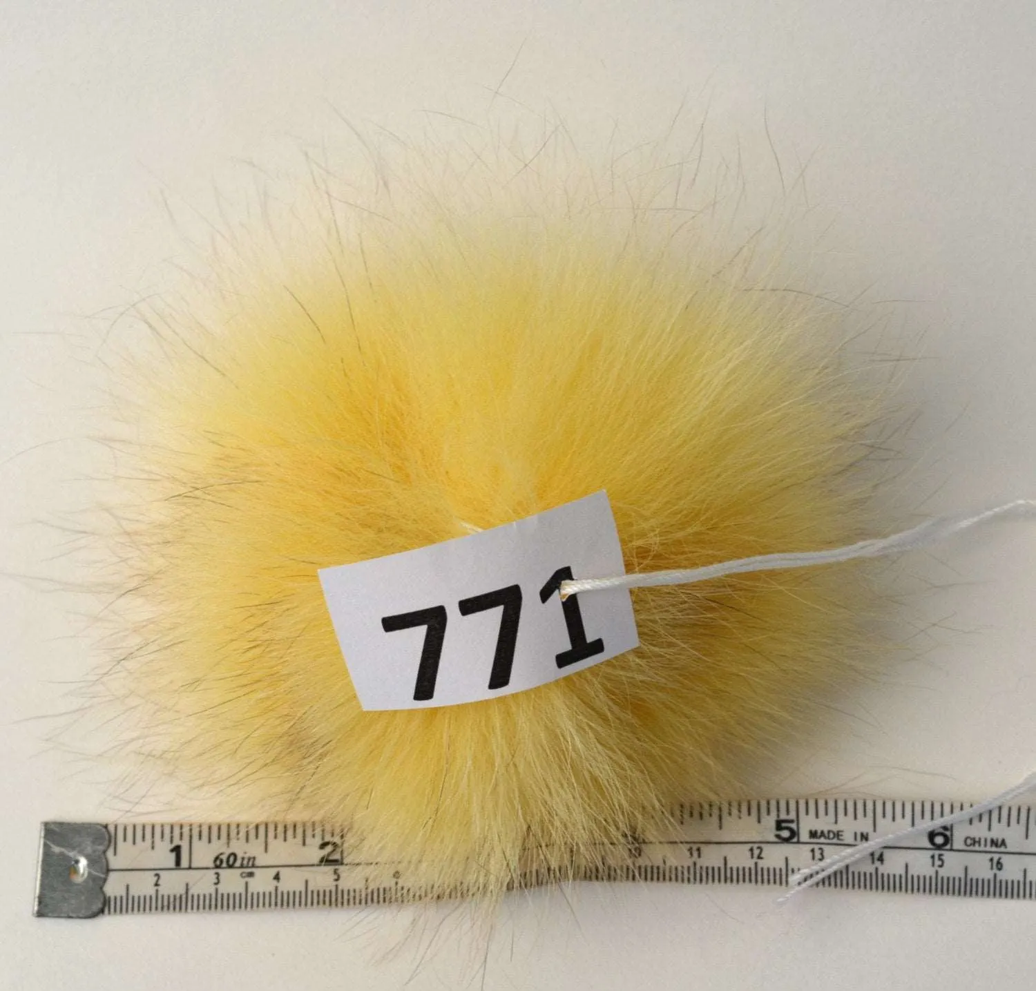 6,5" Yellow fox pom pom for hat (from fox tail)