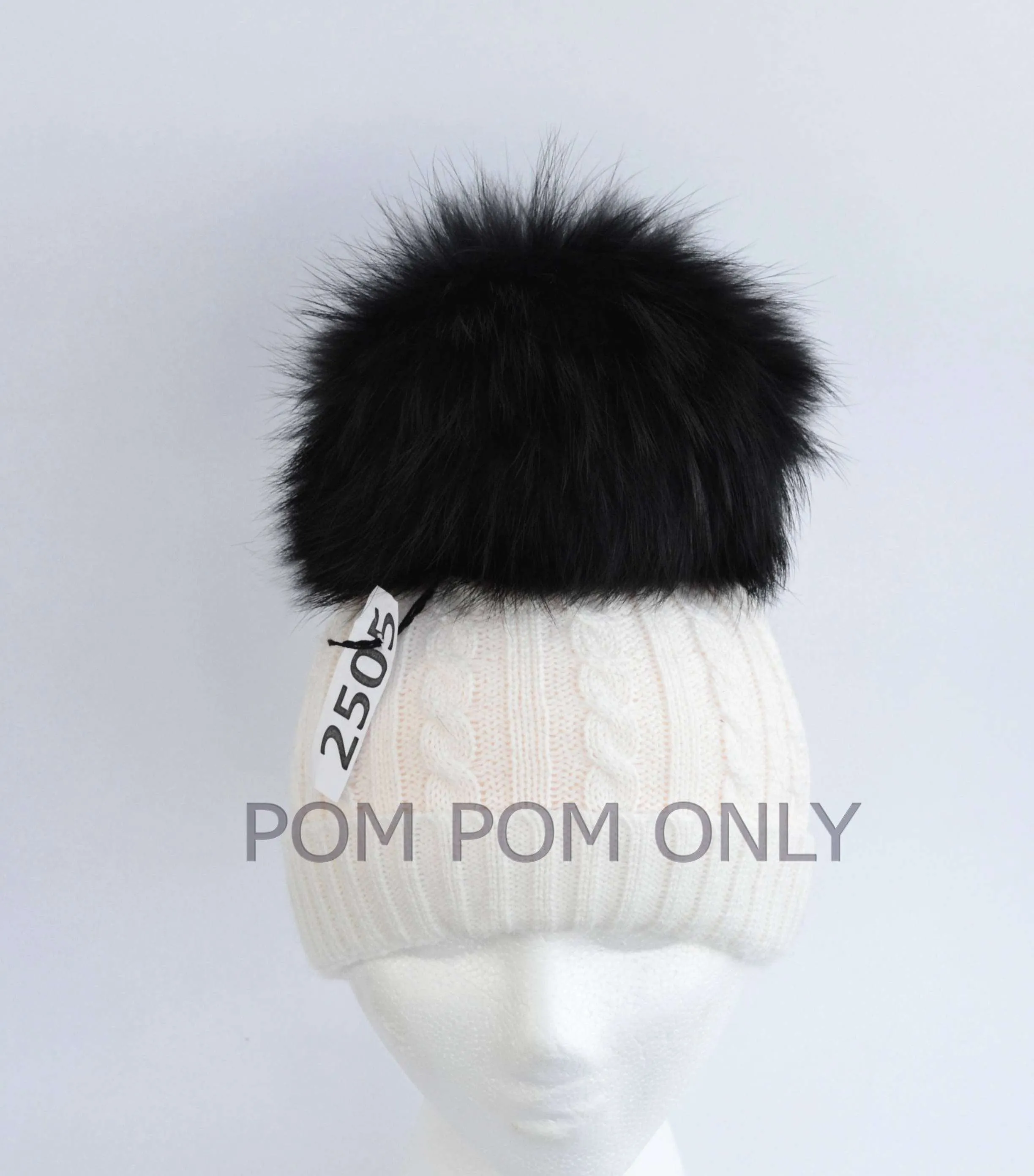 7-8,5" EXTRA LARGE BLACK Pom Poms! Double Raccoon Pom Pom Giant Pom Pom for Chunky Hat Beanie Tuque Winter Knit Hats  Puff Fluffy Fur Ball