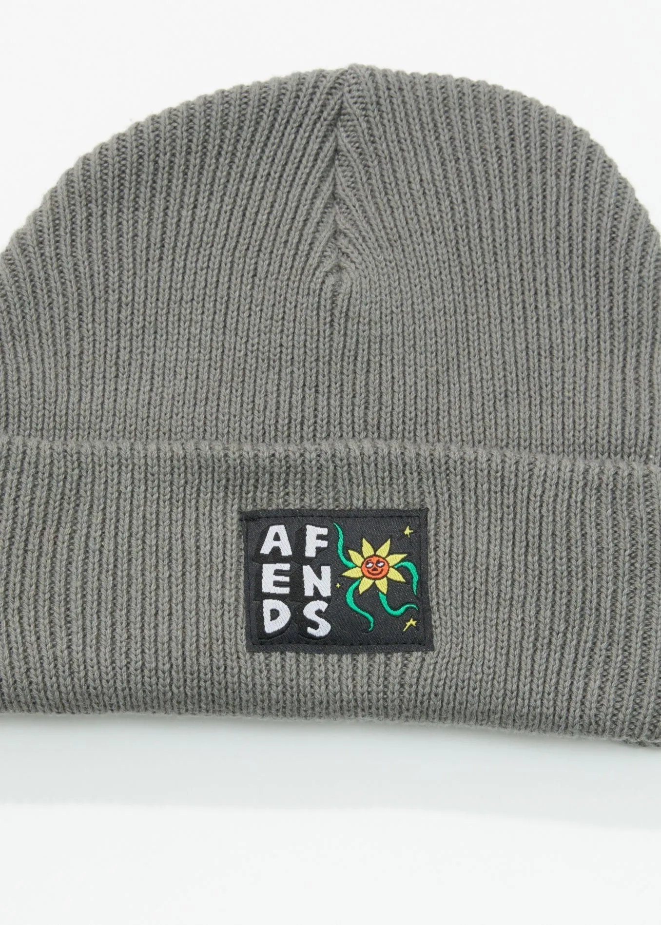 AFENDS Unisex Flowerbed - Ribbed Beanie - Steel