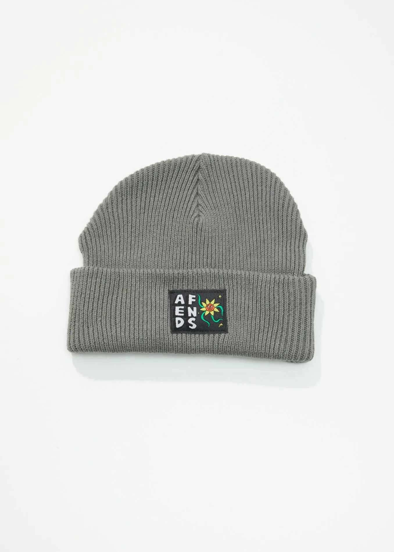 AFENDS Unisex Flowerbed - Ribbed Beanie - Steel