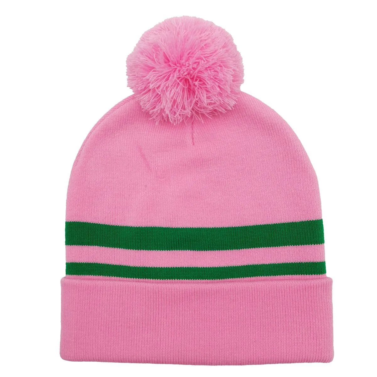 AKA Inspired Pink Two Stripe Green Beanie