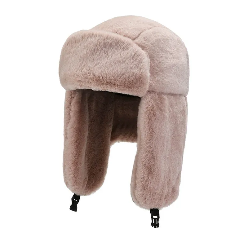 Ashore Shop Womens Bomber Warm Winter Fur Style White Hat