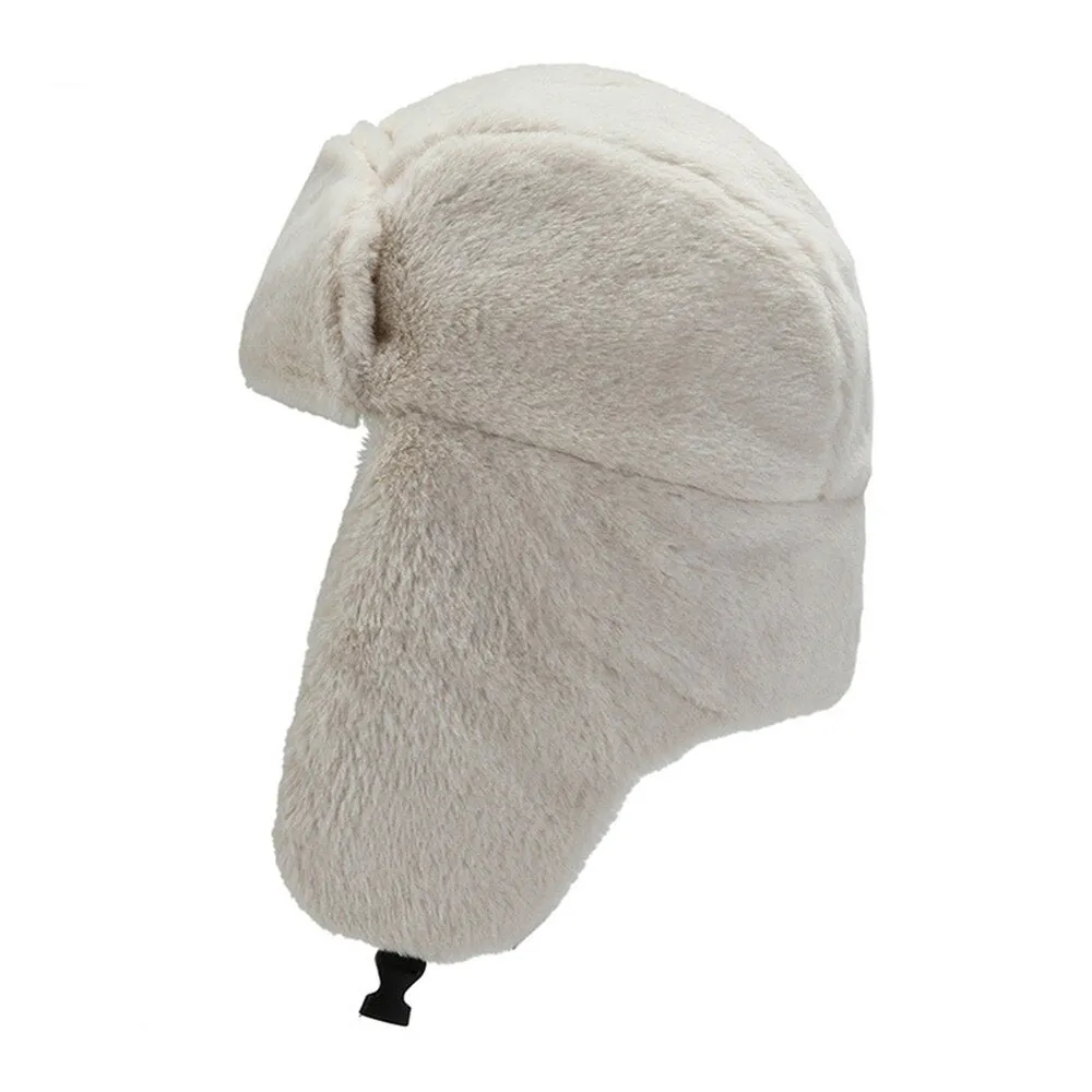 Ashore Shop Womens Bomber Warm Winter Fur Style White Hat