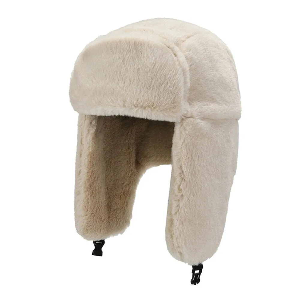 Ashore Shop Womens Bomber Warm Winter Fur Style White Hat