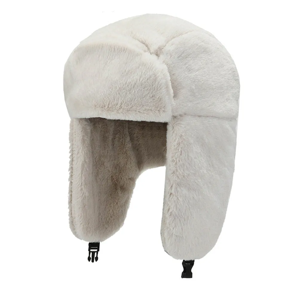 Ashore Shop Womens Bomber Warm Winter Fur Style White Hat