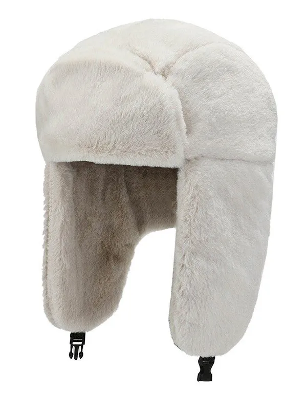 Ashore Shop Womens Bomber Warm Winter Fur Style White Hat