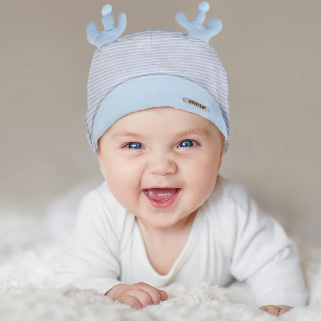 Baby Moo Deer Antler Soft Cotton Cap - Blue