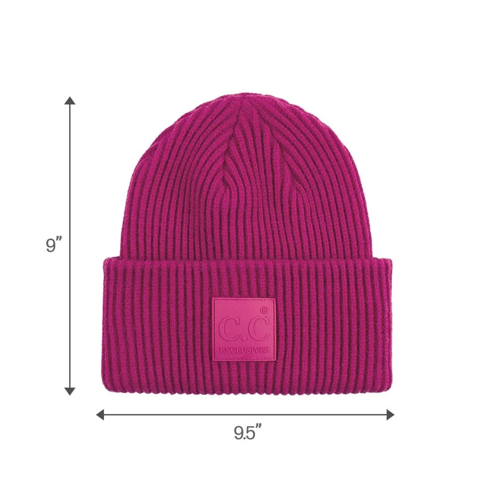 C.C Unisex Winter Thick Knit Plain Cuff Skull Cap Beanie Hat