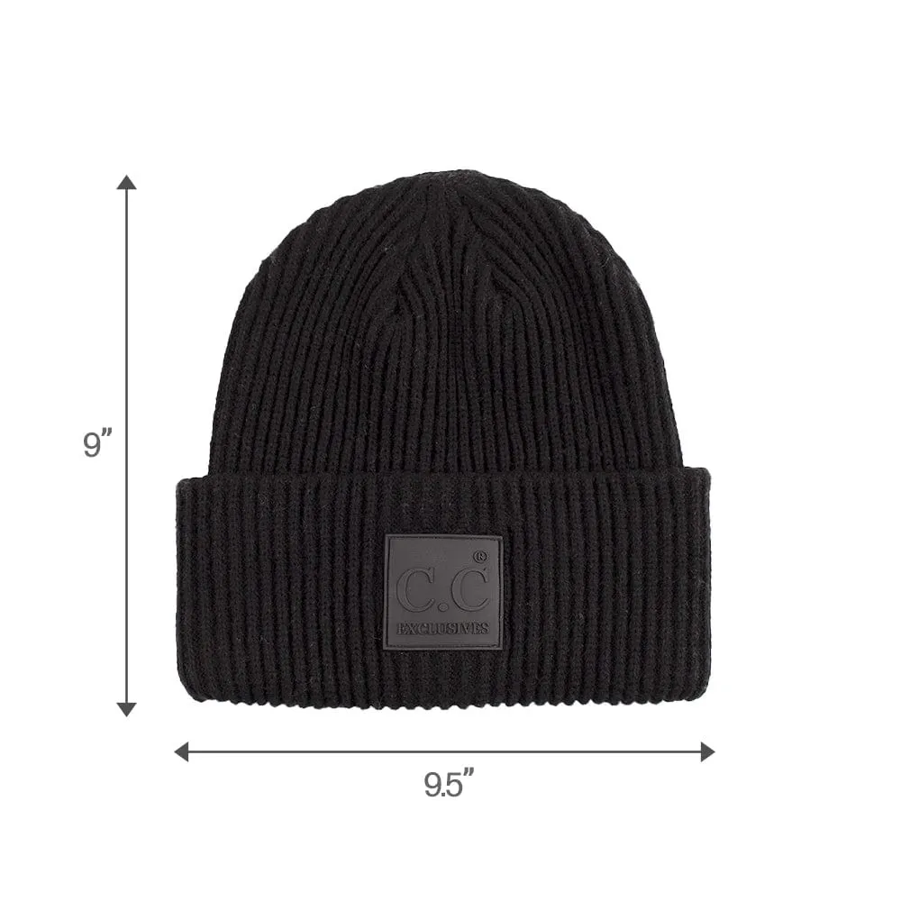 C.C Unisex Winter Thick Knit Plain Cuff Skull Cap Beanie Hat