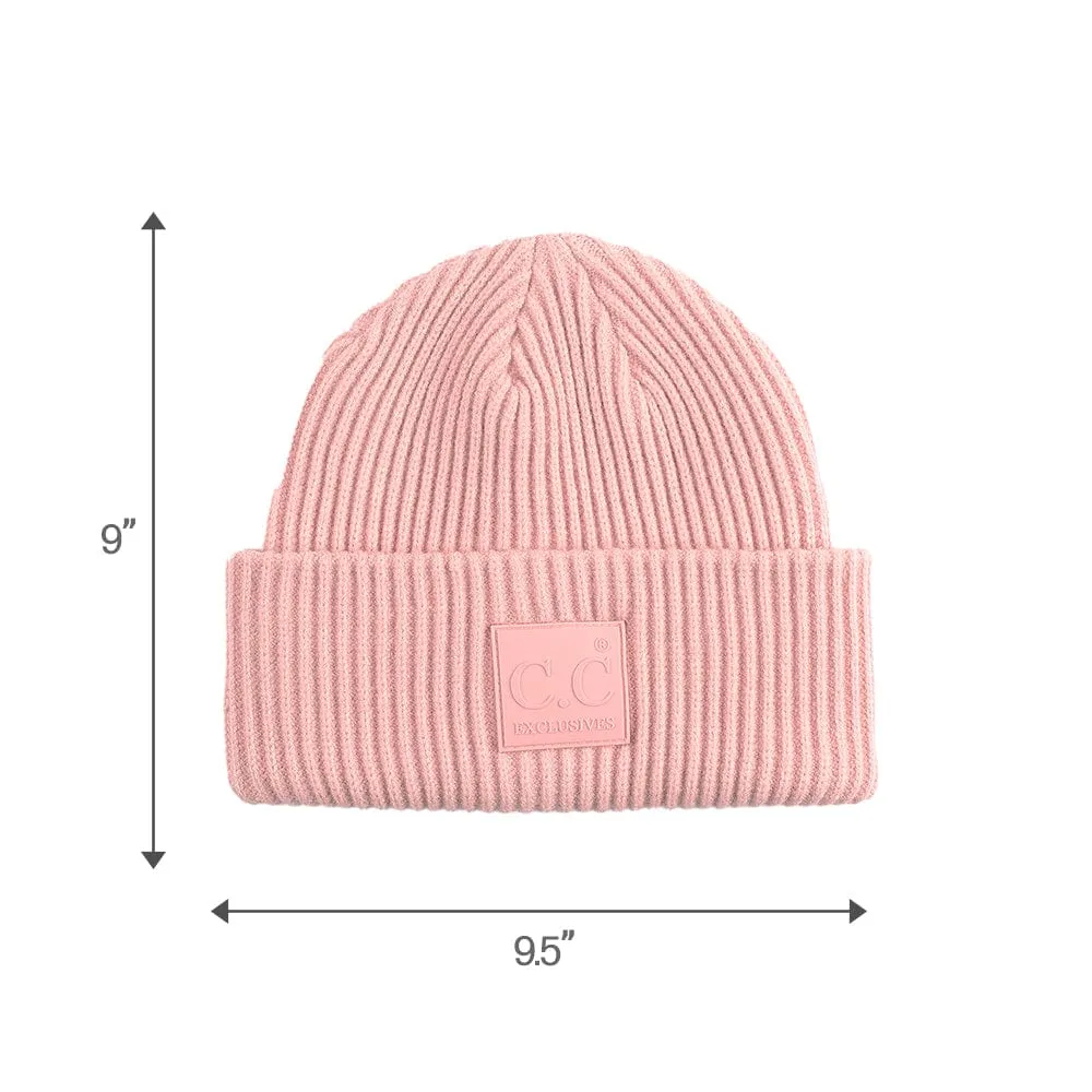 C.C Unisex Winter Thick Knit Plain Cuff Skull Cap Beanie Hat