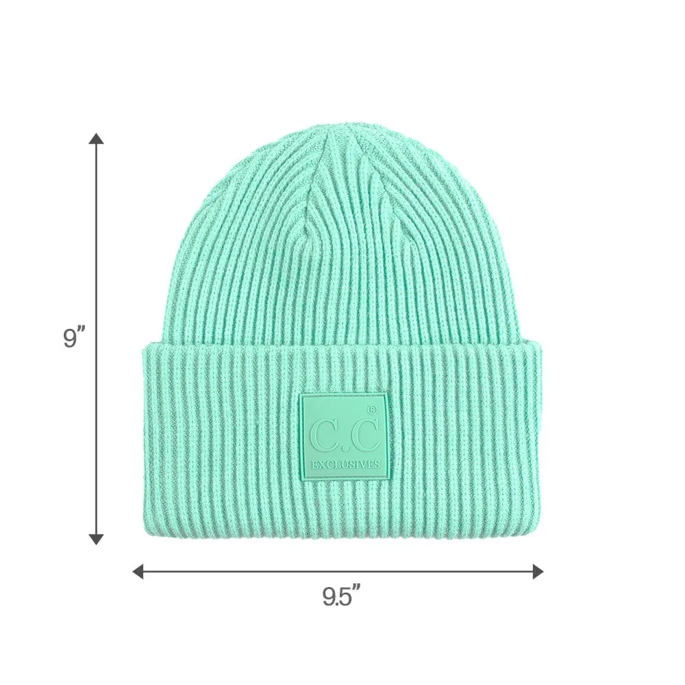 C.C Unisex Winter Thick Knit Plain Cuff Skull Cap Beanie Hat