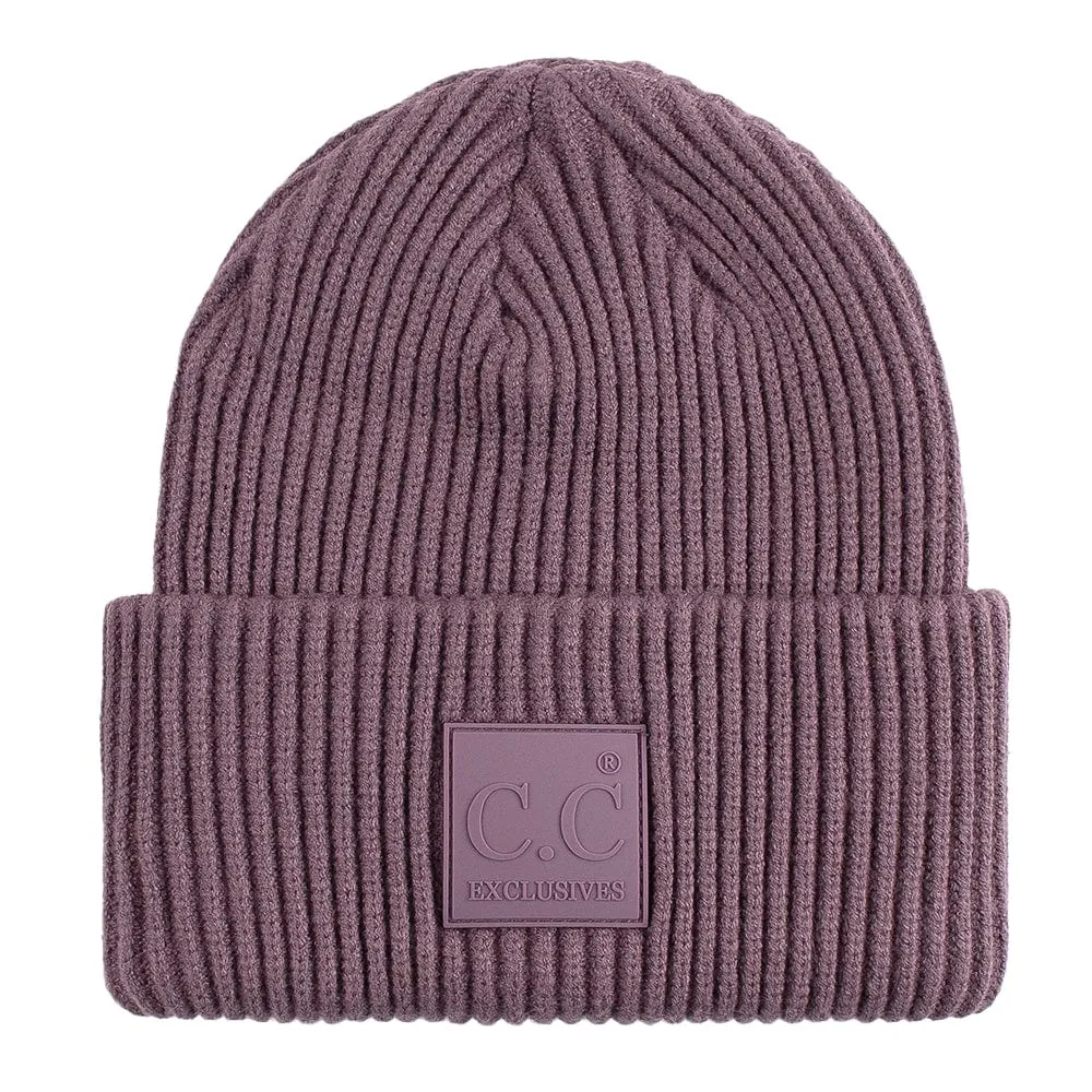 C.C Unisex Winter Thick Knit Plain Cuff Skull Cap Beanie Hat