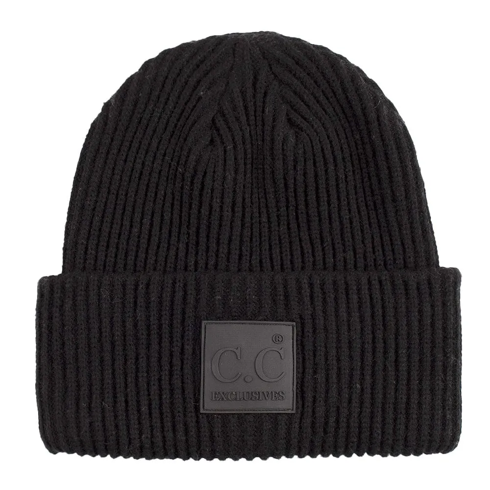 C.C Unisex Winter Thick Knit Plain Cuff Skull Cap Beanie Hat