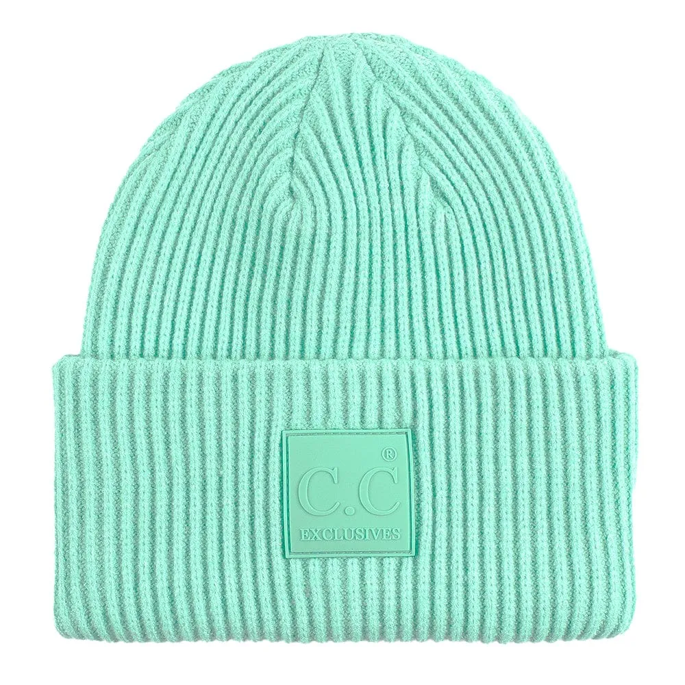 C.C Unisex Winter Thick Knit Plain Cuff Skull Cap Beanie Hat