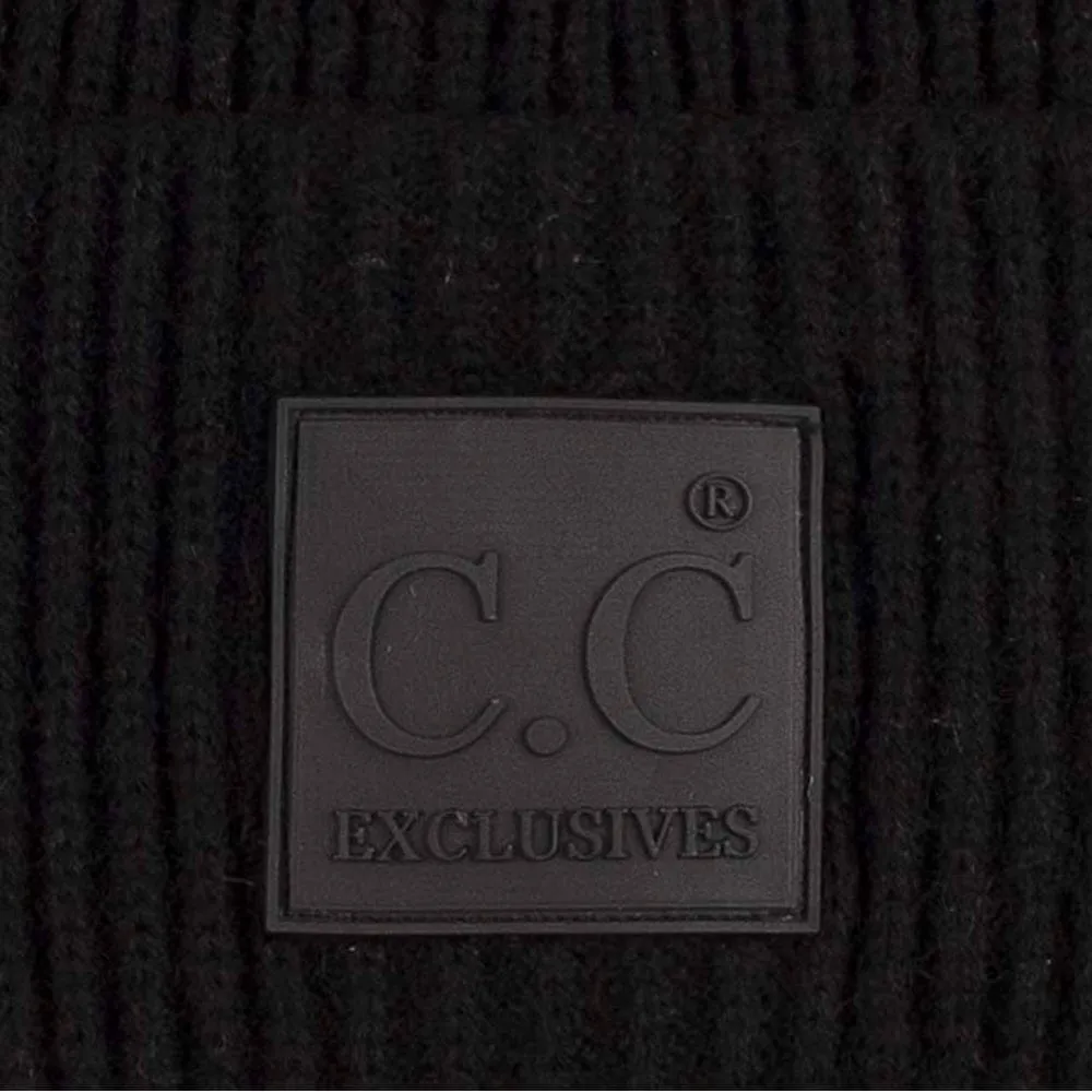 C.C Unisex Winter Thick Knit Plain Cuff Skull Cap Beanie Hat