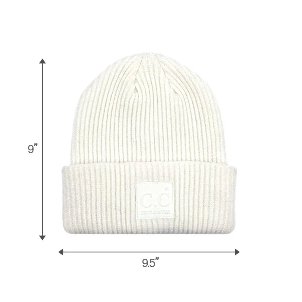 C.C Unisex Winter Thick Knit Plain Cuff Skull Cap Beanie Hat