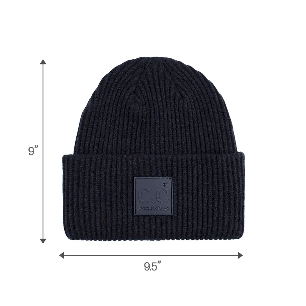 C.C Unisex Winter Thick Knit Plain Cuff Skull Cap Beanie Hat