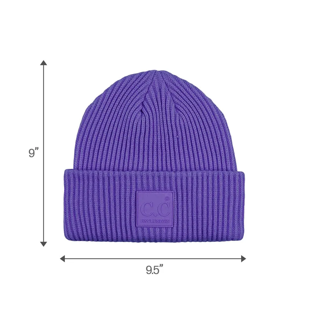 C.C Unisex Winter Thick Knit Plain Cuff Skull Cap Beanie Hat