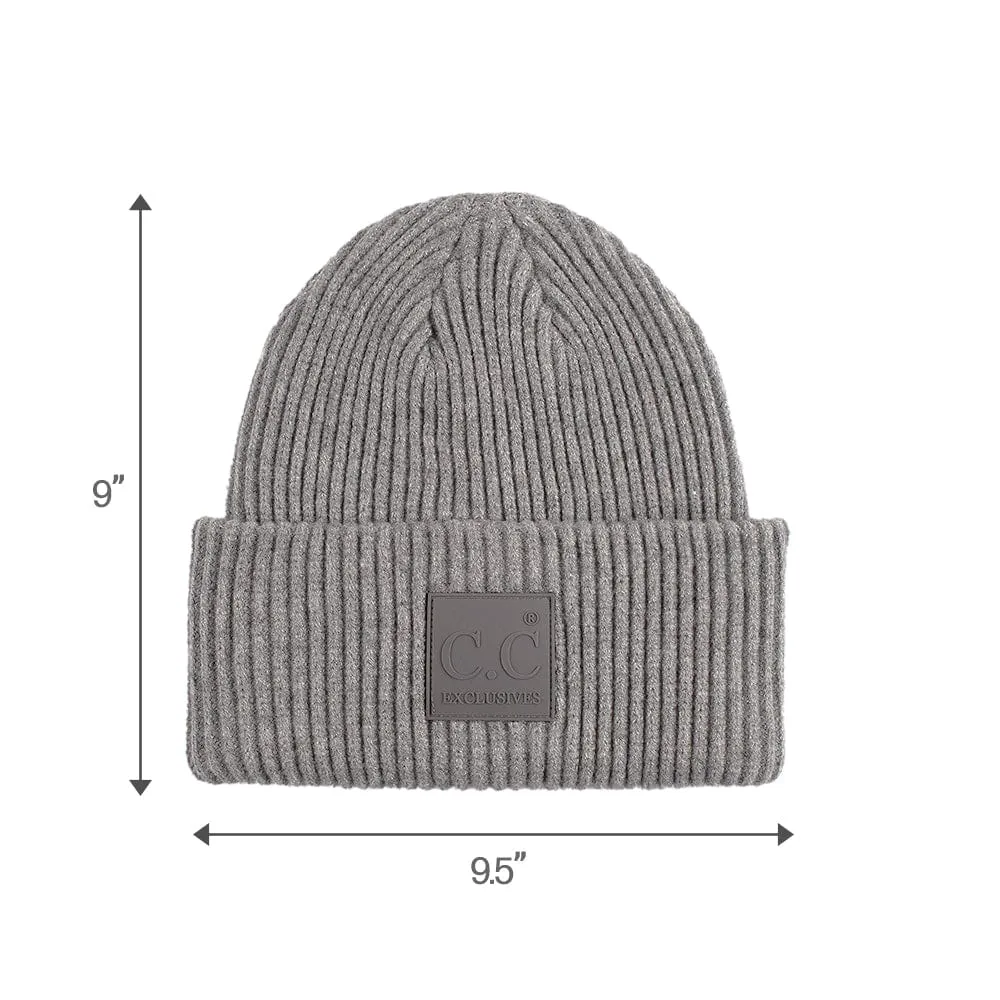 C.C Unisex Winter Thick Knit Plain Cuff Skull Cap Beanie Hat