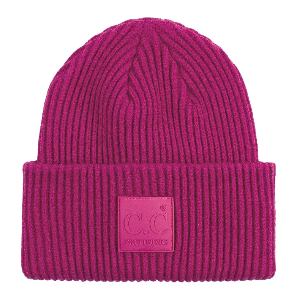 C.C Unisex Winter Thick Knit Plain Cuff Skull Cap Beanie Hat