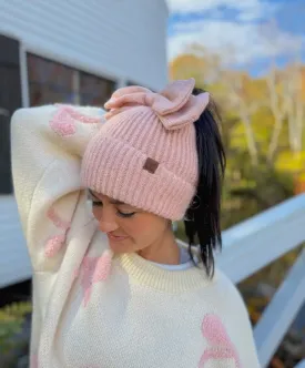 Coquette Pink Bow CC beanie