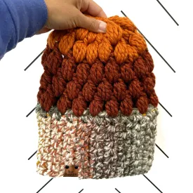 Crochet Puff Stitch Slouch Hat | Coney   Spice   Orange