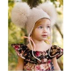 Crystal Studded Double Pom Hat