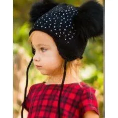 Crystal Studded Double Pom Hat