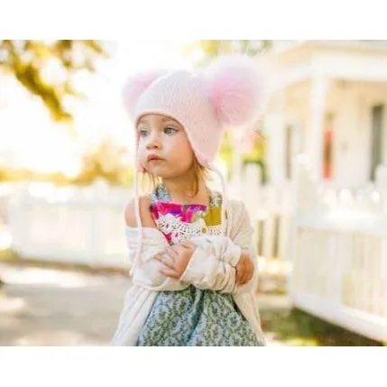 Crystal Studded Double Pom Hat