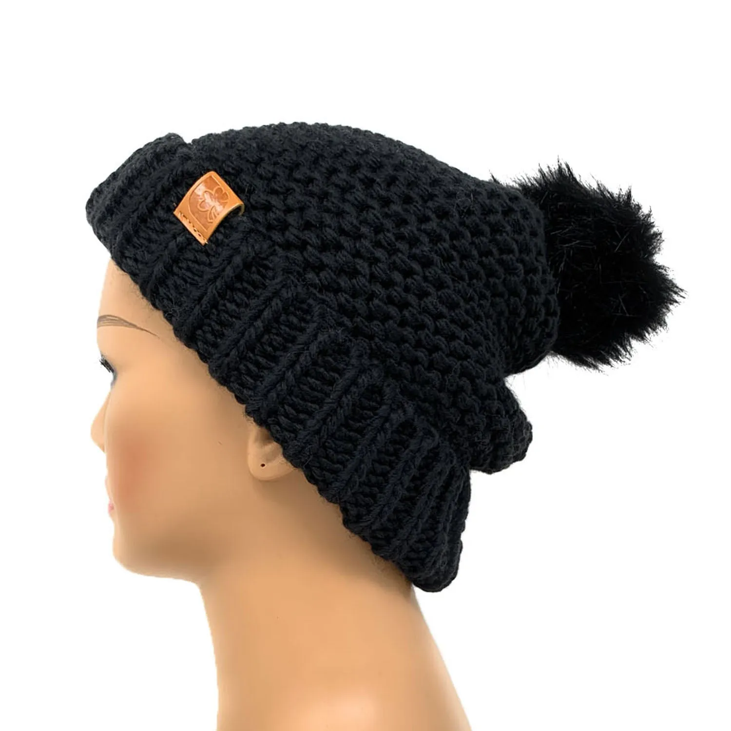 Empire Cove Winter Warm Solid Knit Cuff Beanie with Pom Pom Womens