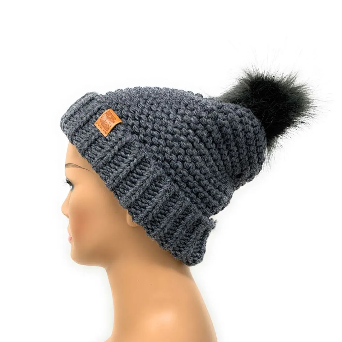 Empire Cove Winter Warm Solid Knit Cuff Beanie with Pom Pom Womens