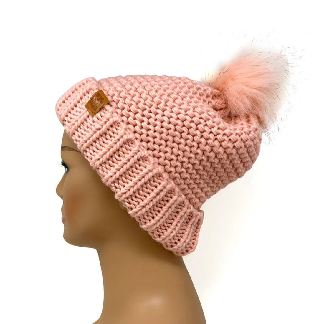 Empire Cove Winter Warm Solid Knit Cuff Beanie with Pom Pom Womens