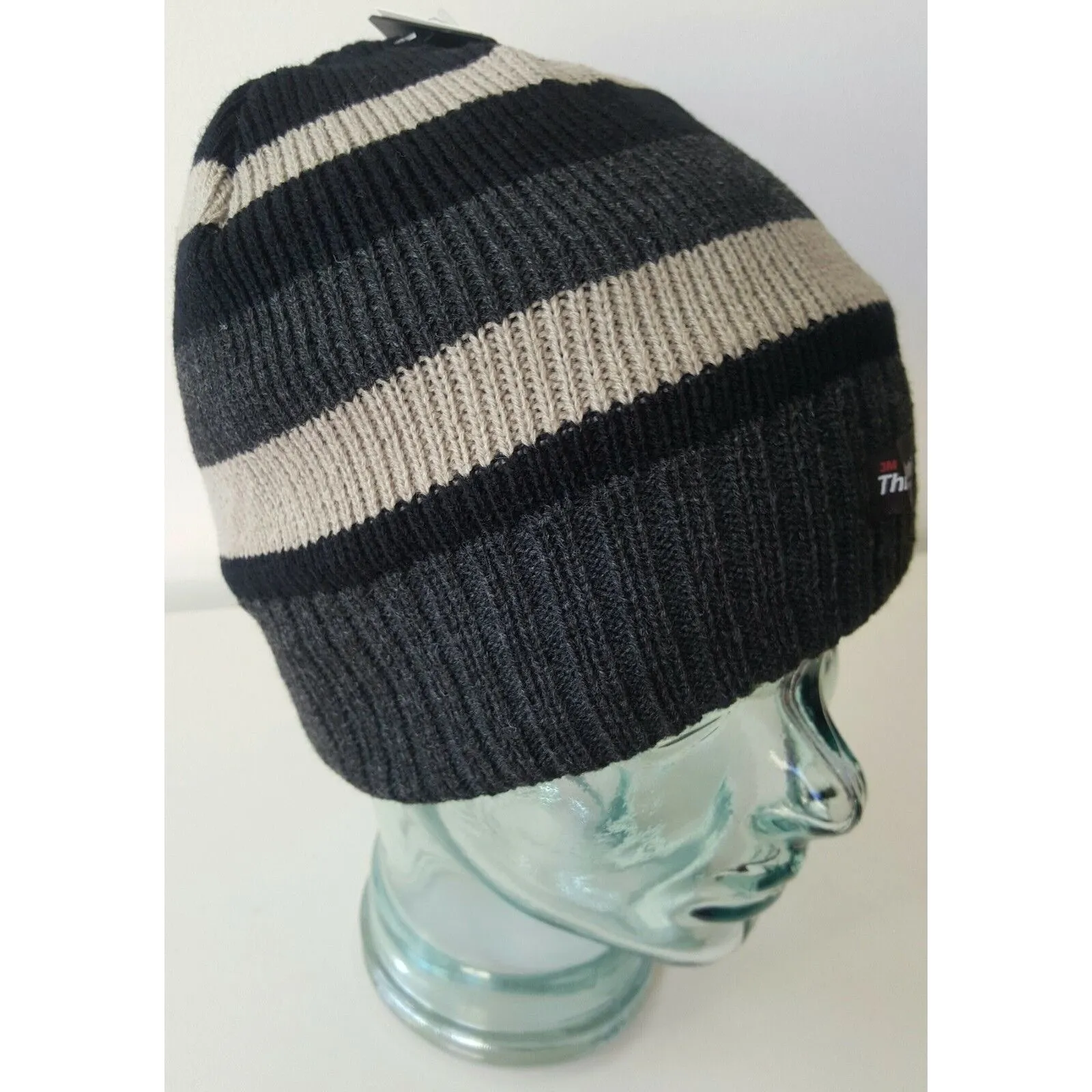 FLOSO Mens Striped Thermal Thinsulate Winter Hat (3M 40g)