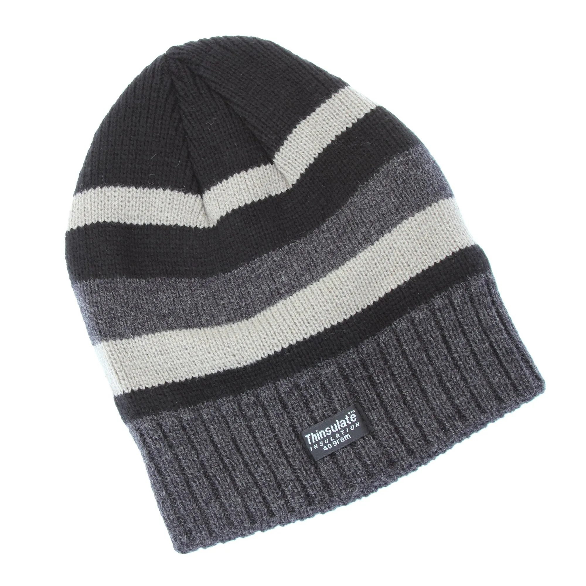 FLOSO Mens Striped Thermal Thinsulate Winter Hat (3M 40g)