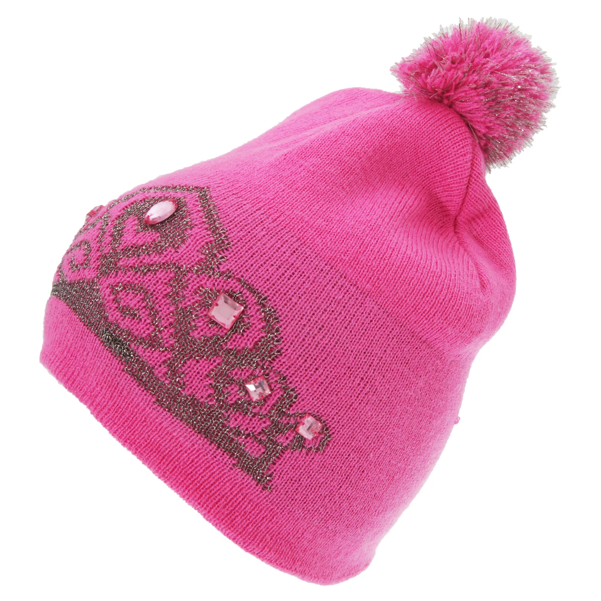 FLOSO Womens/Ladies Tiara Pattern Winter Beanie Bobble Hat