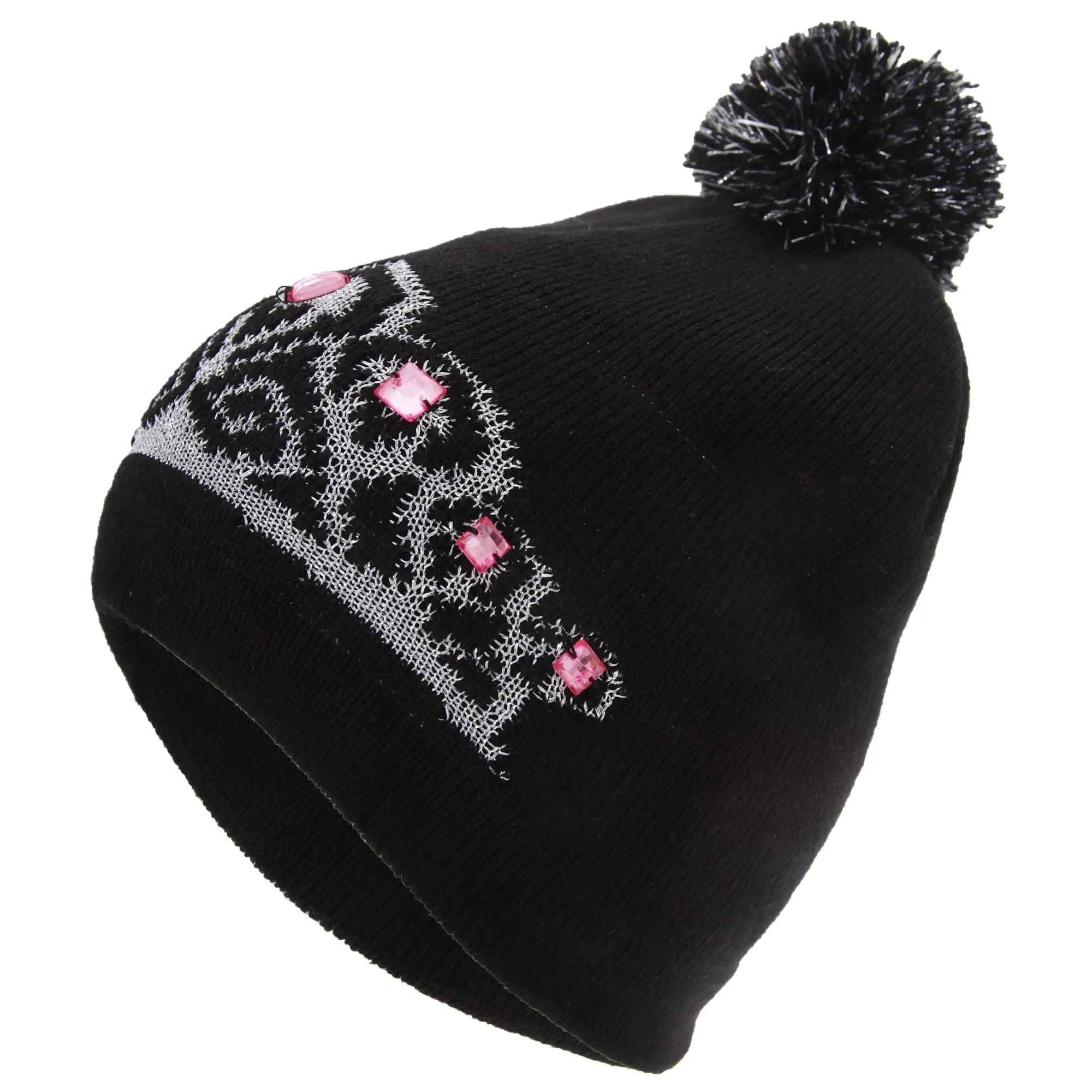 FLOSO Womens/Ladies Tiara Pattern Winter Beanie Bobble Hat