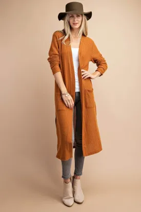 Hazel Open Front Long Pocket Cardigan