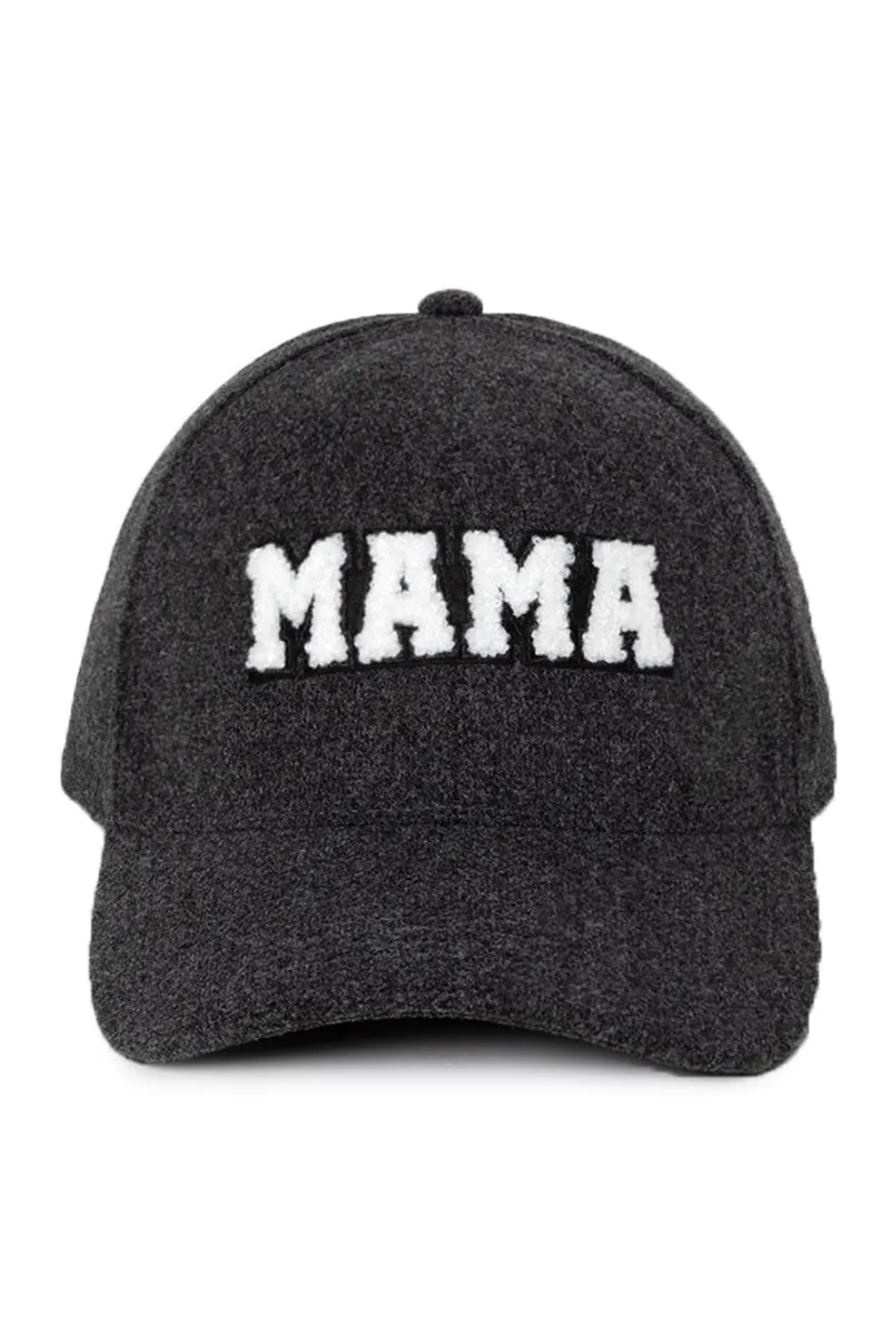 LCAP3034 - Chenille MAMA Patch Wool Touch Baseball Cap