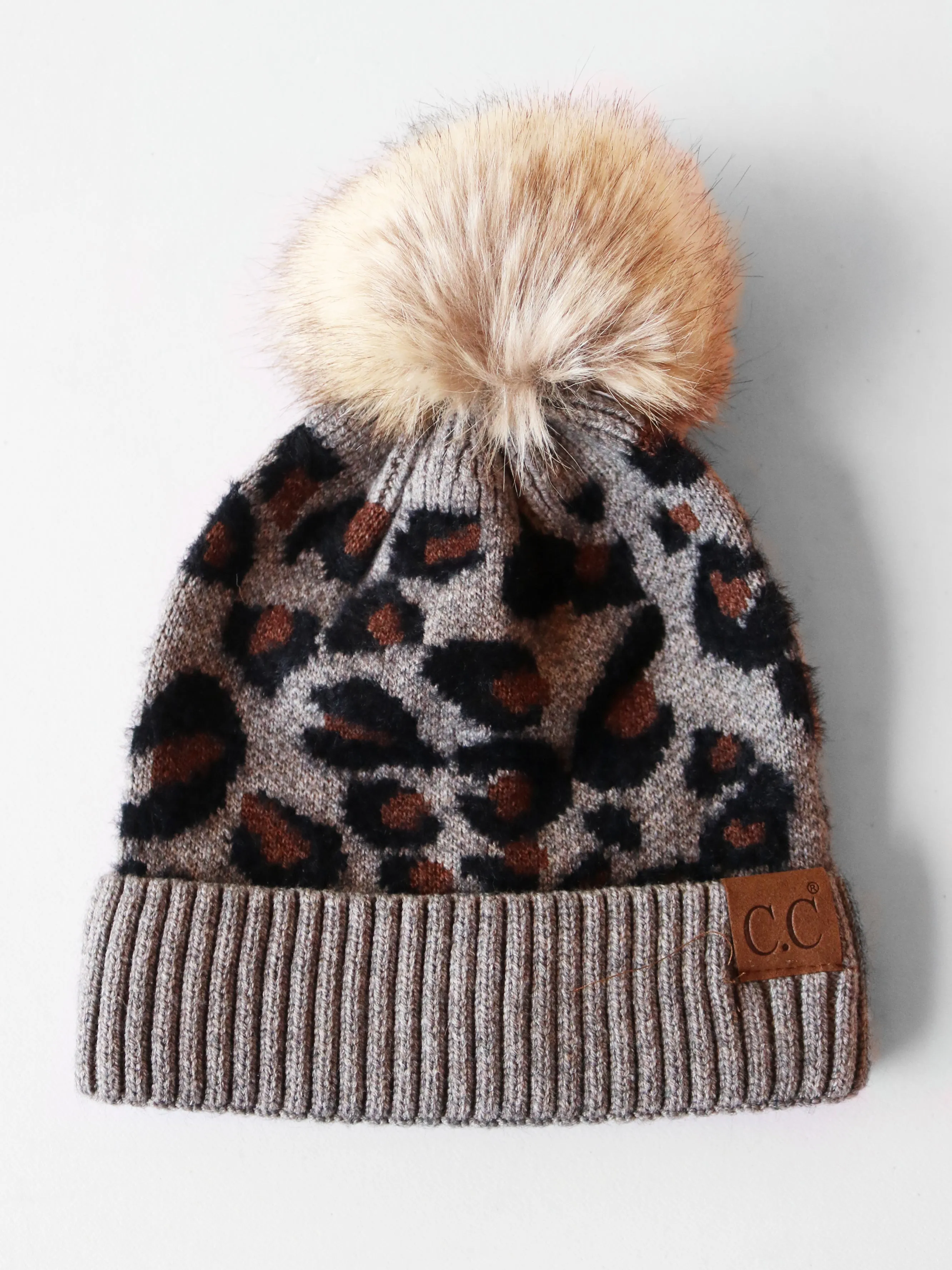 Leopard Pom Beanie