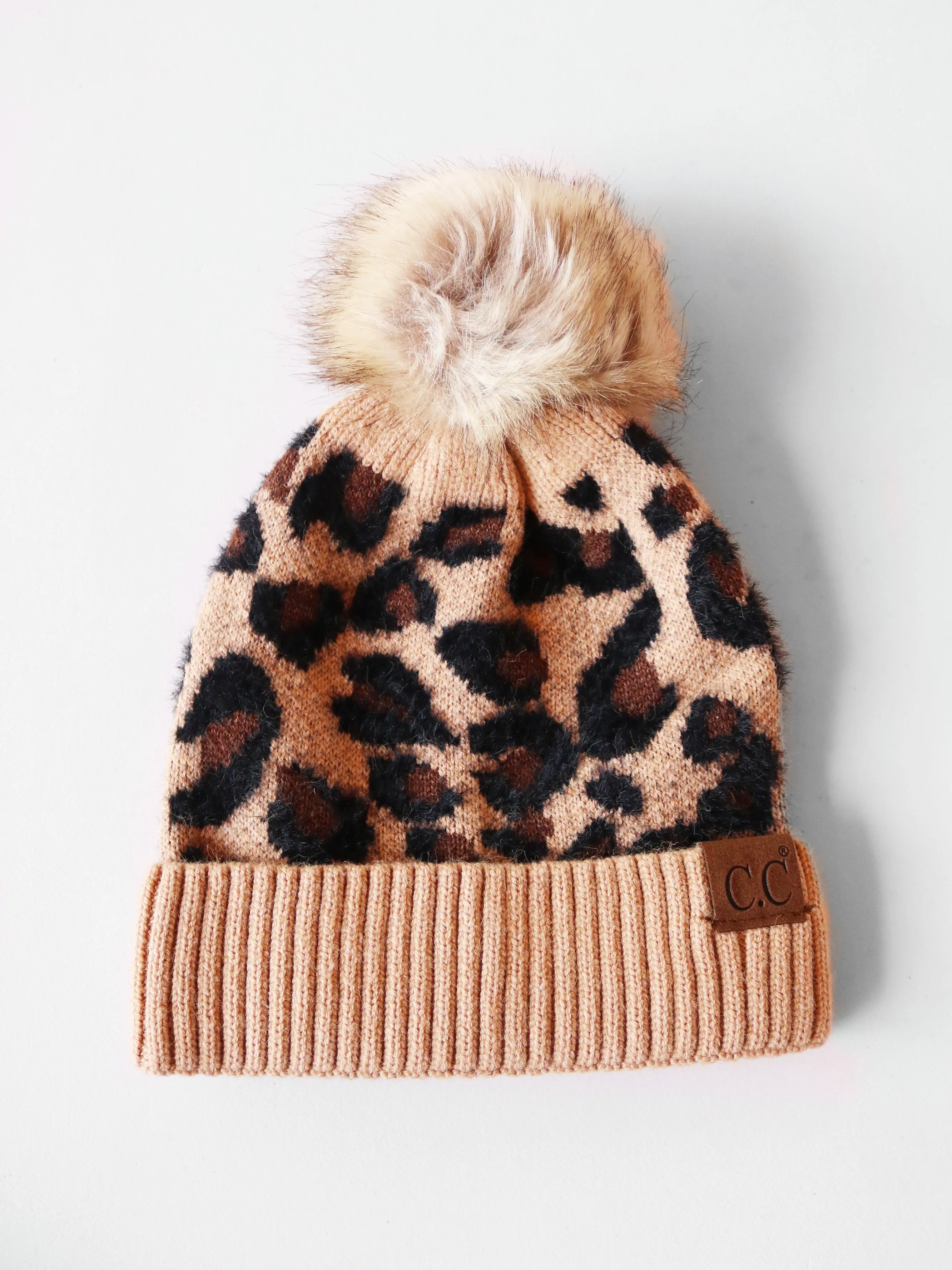 Leopard Pom Beanie