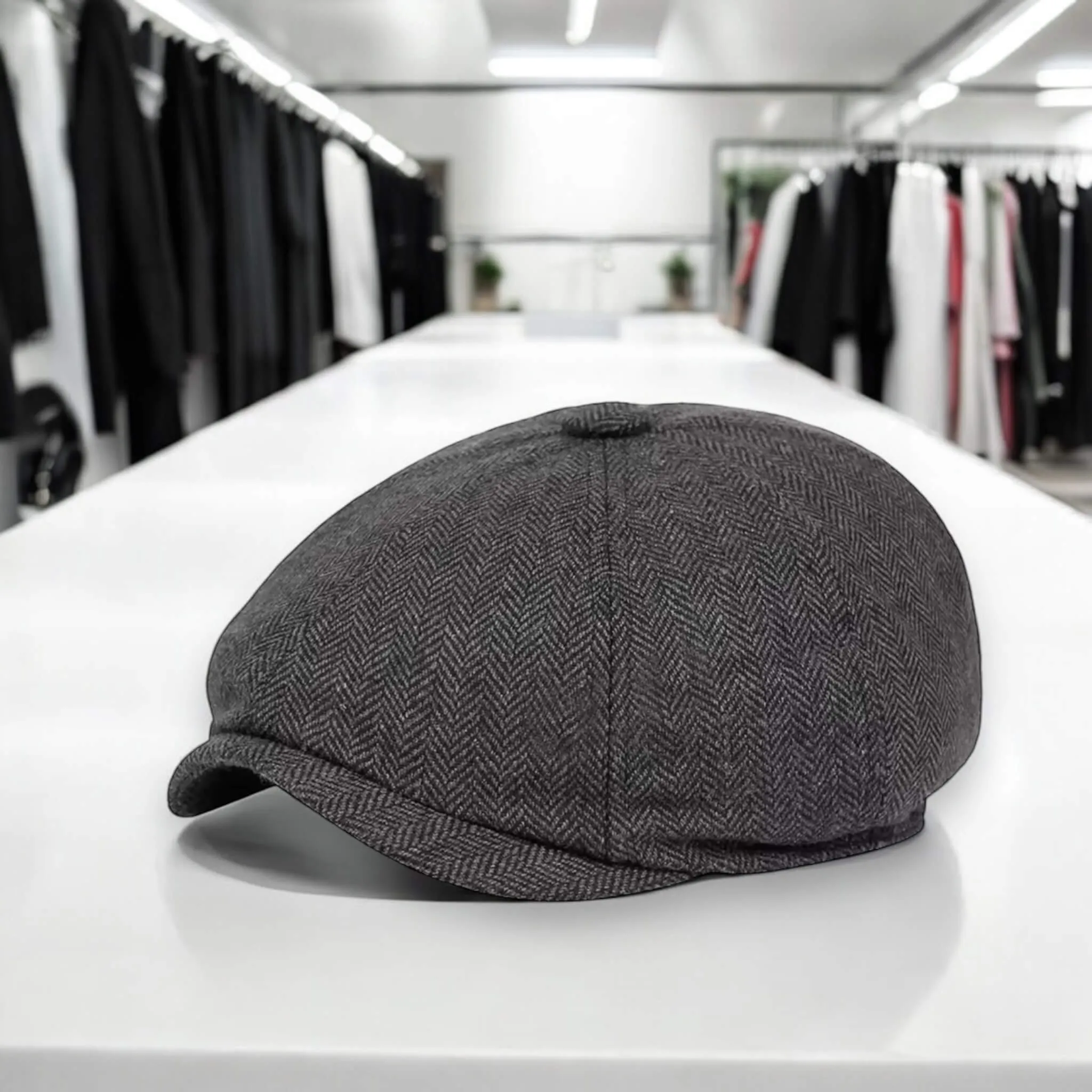 Men's Gray Grain Newsboy Cap