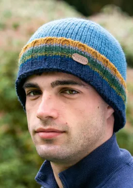 Men's Rib Pullon Hat | Blue Yellow