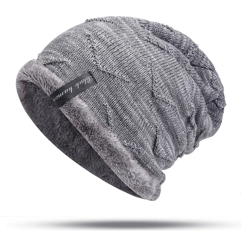 Mens Velvet Outdoor Winter Skullcap Beanie