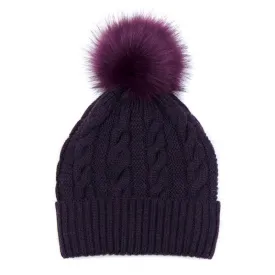 Mulberry Cable Knit Faux Fur Bobble Hat