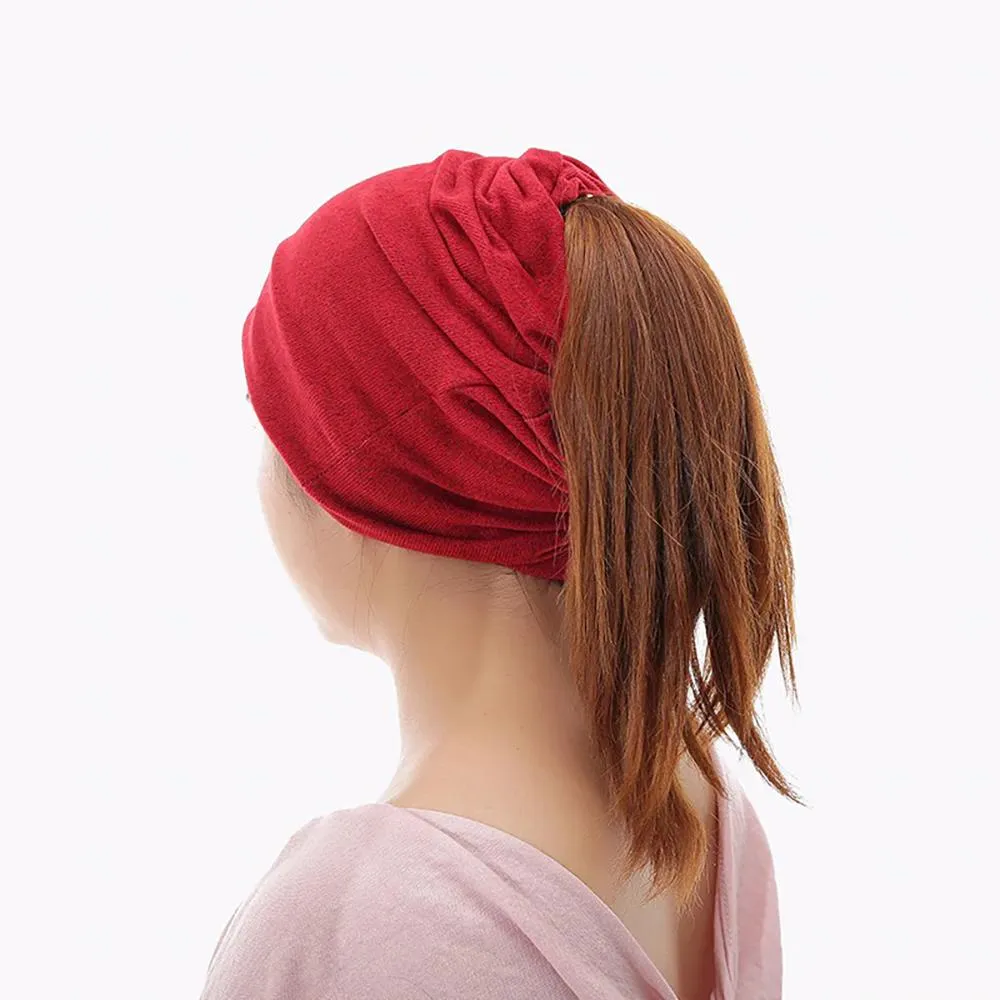 Multi Style Neck Gaiter Ponytail Beanies