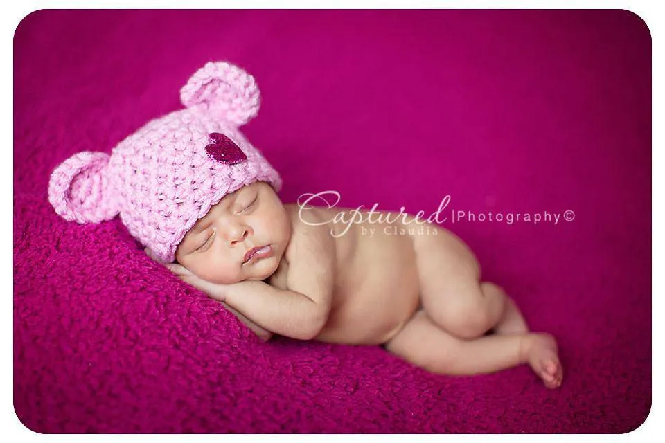 Pink Newborn Teddy Bear Hat